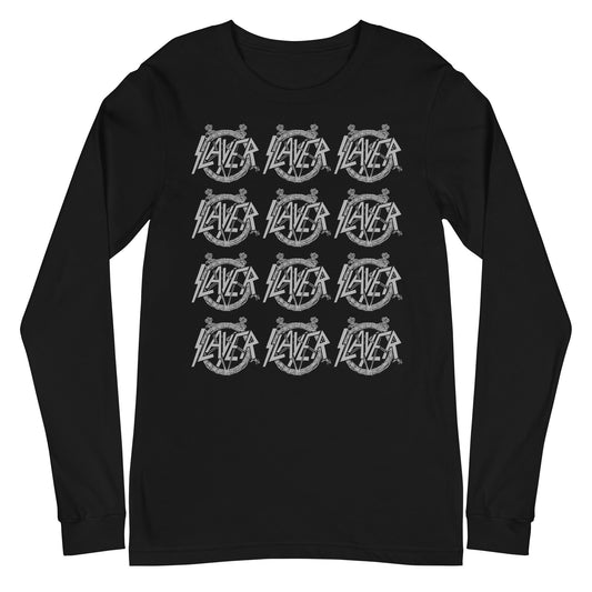MerchMoment Slayer - Repeat Logo Long Sleeve T-Shirt [Apparel] Black
