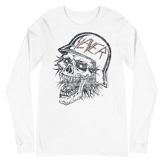 MerchMoment Slayer - Stamped Skull Long Sleeve T-Shirt [Apparel] White