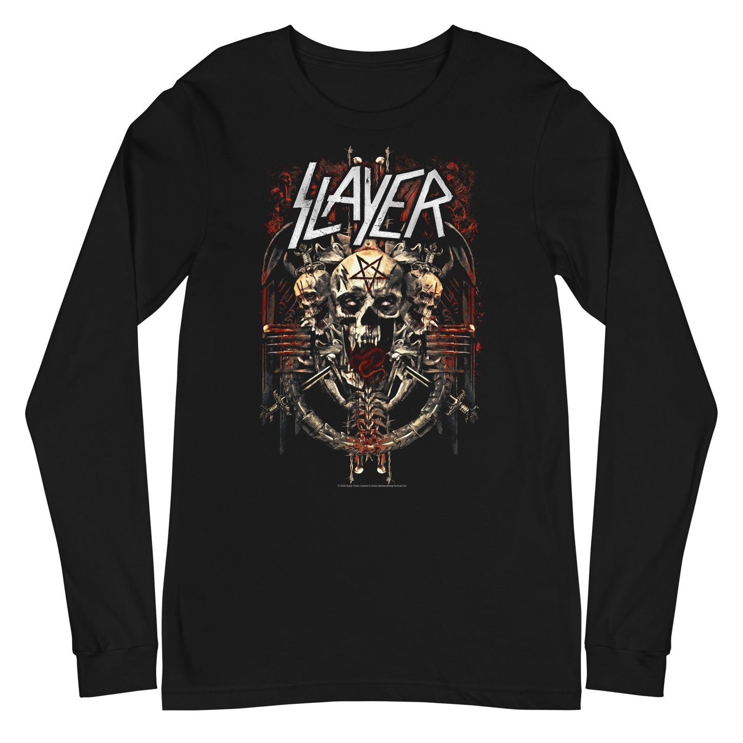 MerchMoment Slayer - Triple Skull Long Sleeve T-Shirt [Apparel] Black