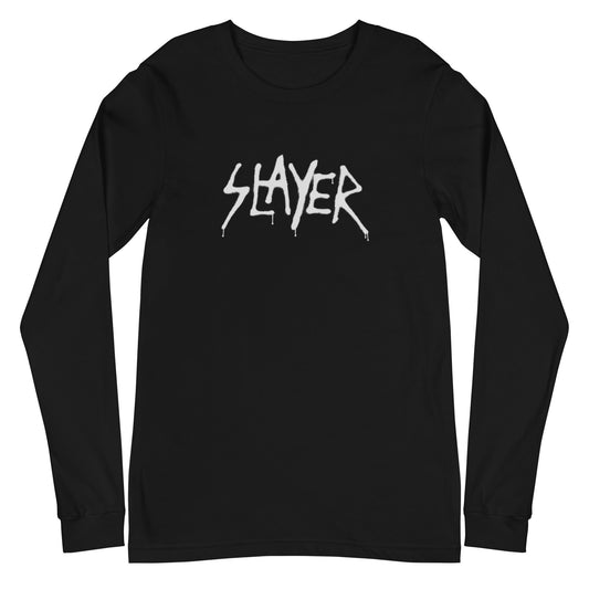 MERCHMOMENT Slayer - White Drip Logo Long Sleeve T-Shirt [Apparel] - Rock Band Apparel