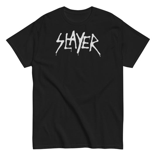 MERCHMOMENT Slayer - White Drip Logo T-Shirt [Apparel] - Rock Band Apparel