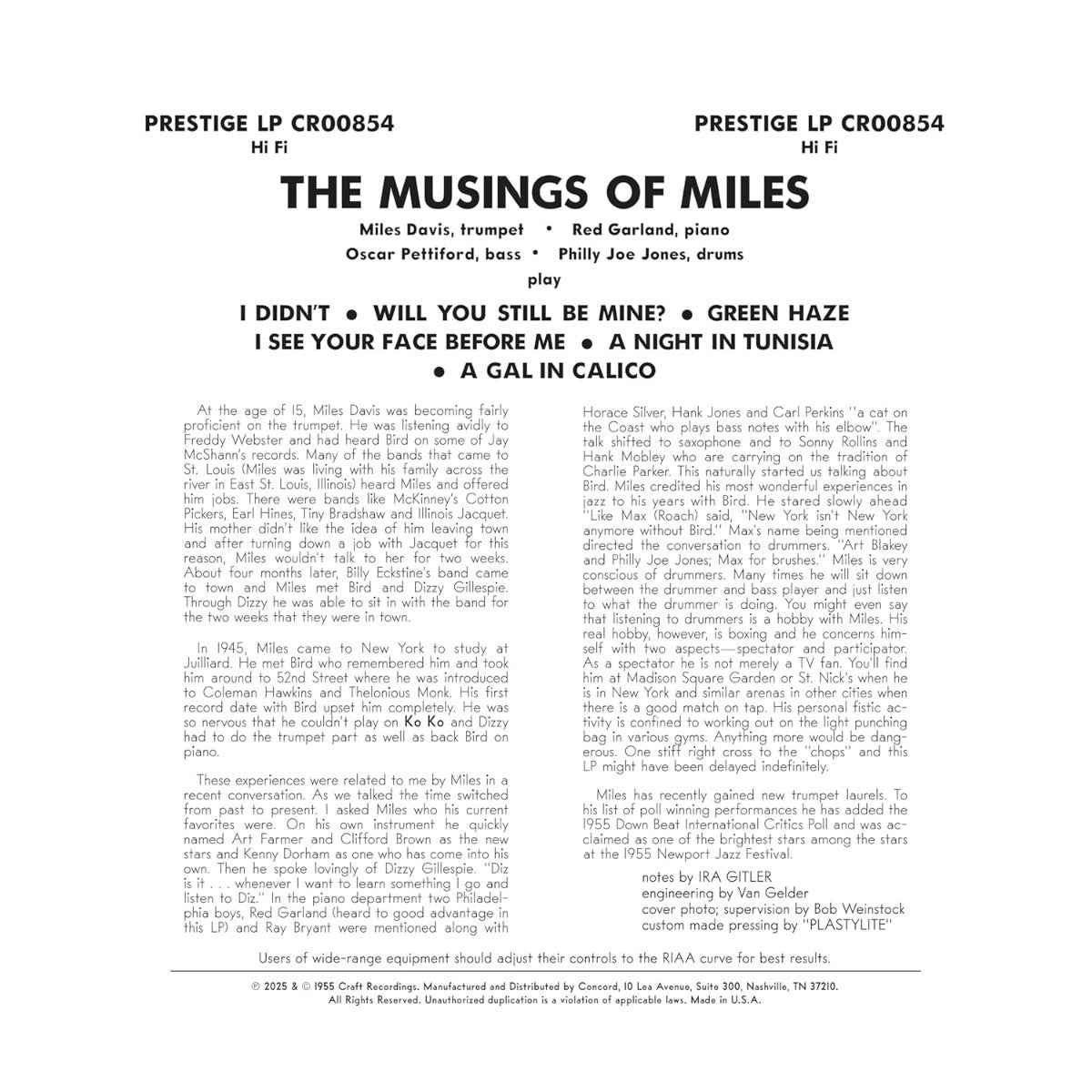 The Musings Of Miles (Original Jazz Classics Series) (180 Gram Vinyl) [Vinyl]
