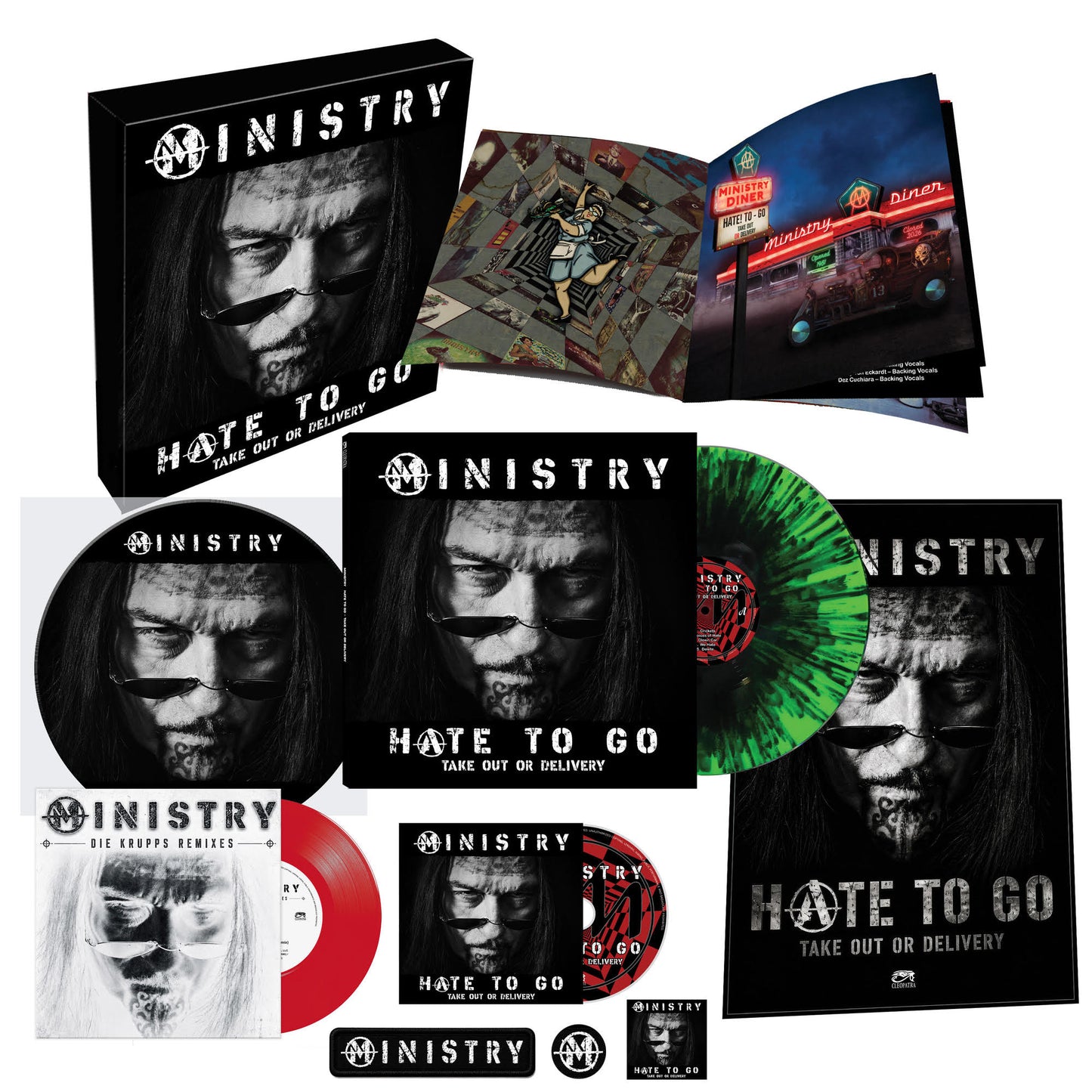 PRE-ORDER: MINISTRY - Hate To Go - Take Out Or Delivery (Deluxe Box Edition) [Black/Green Splatter] [4LP] [Vinyl]