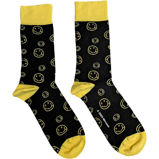 Nirvana Outline Happy Faces [Socks] - Rock Band Apparel