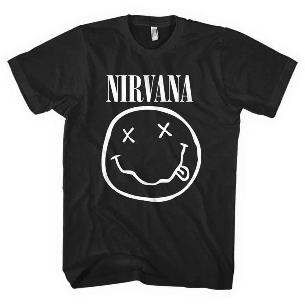 Nirvana White Happy Face [T-Shirt] Black