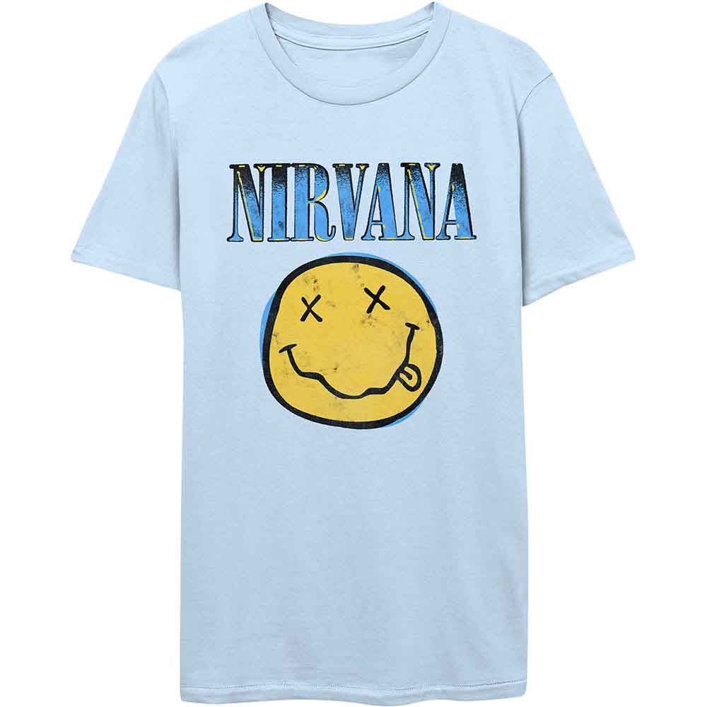 Nirvana Xerox Happy Face Blue [T-Shirt] - Rock Band Apparel