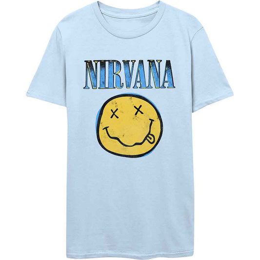 Nirvana Xerox Happy Face Blue [T-Shirt] - Rock Band Apparel