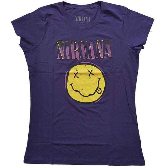 Nirvana Xerox Happy Face Pink [T-Shirt] Purple