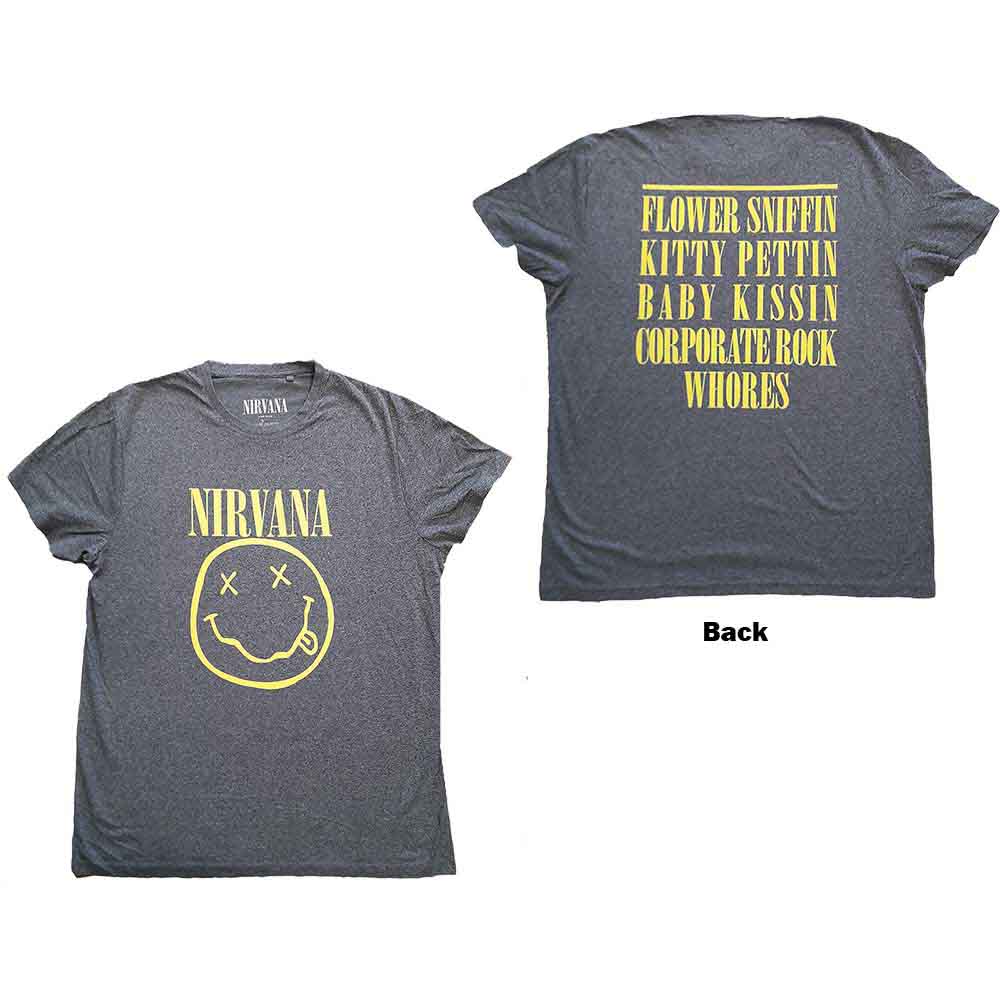 Nirvana Yellow Happy Face [T-Shirt] Grey