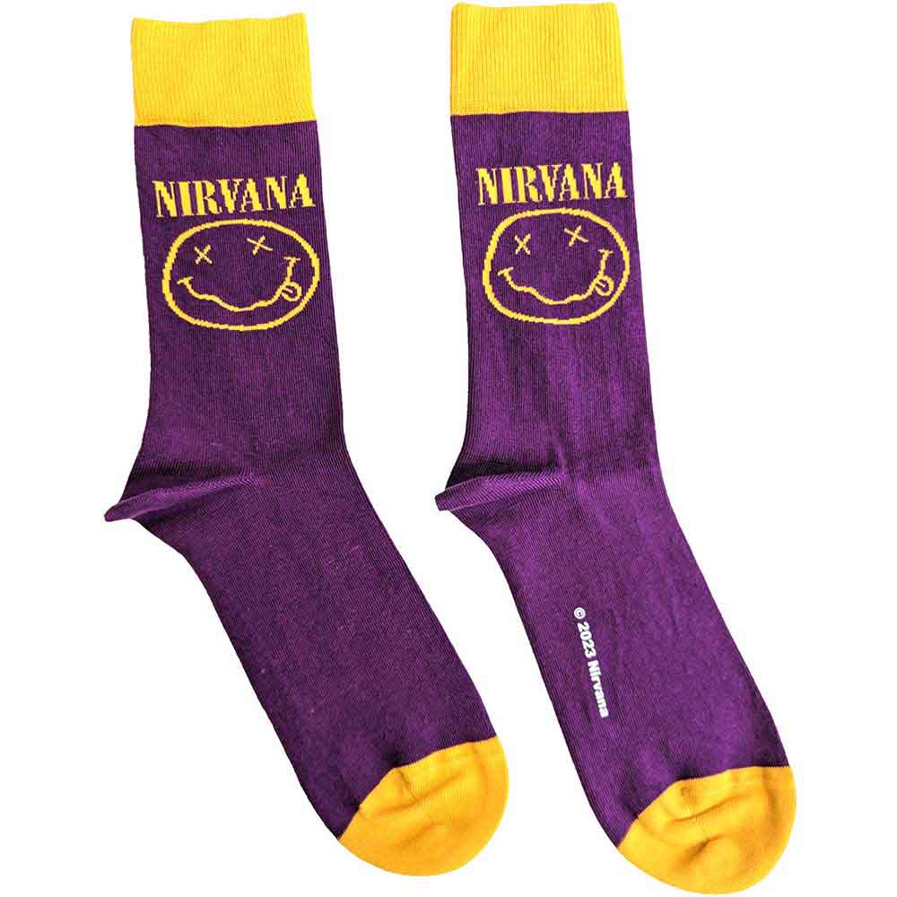 Nirvana Yellow Happy Face [Socks] Purple