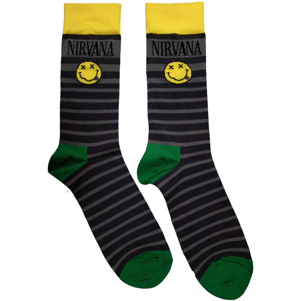 Nirvana Yellow Smiley Pattern [Socks] Black