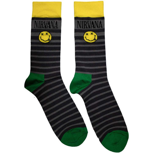 Nirvana Yellow Smiley Pattern [Socks] - Rock Band Apparel