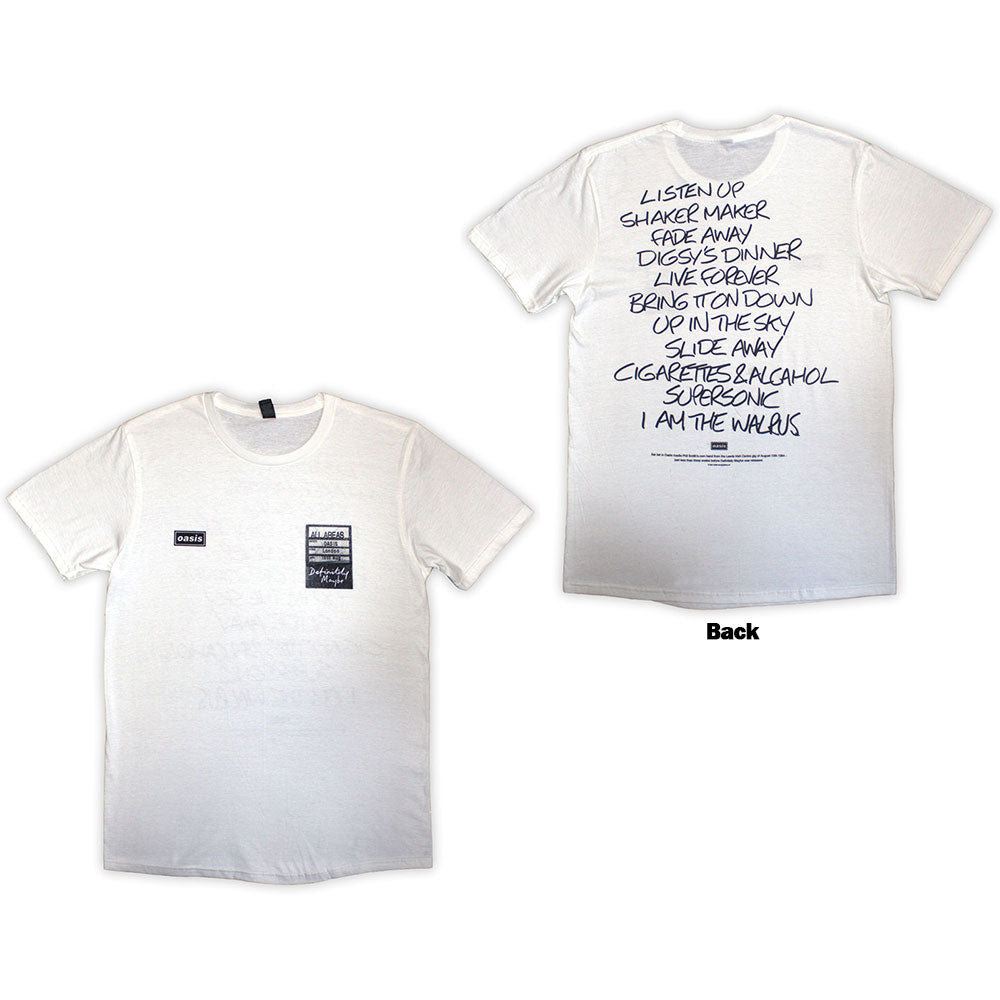 Oasis Definitely Maybe AAA Setlist [] White