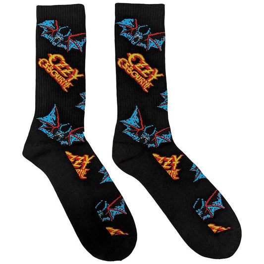 Ozzy Osbourne Logos & Bats [Socks] Black