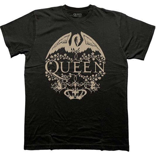Queen Floral Crest Mono [T-Shirt] Black