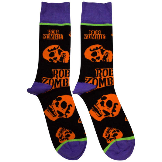 Rob Zombie Orange Skulls [Socks] Black