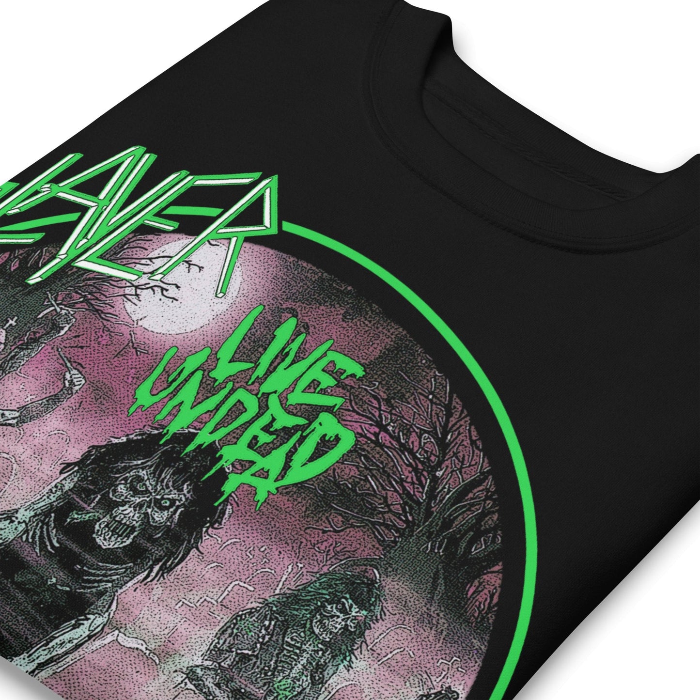 Slayer - Neon Green Undead Jumbo Print Sweatshirt