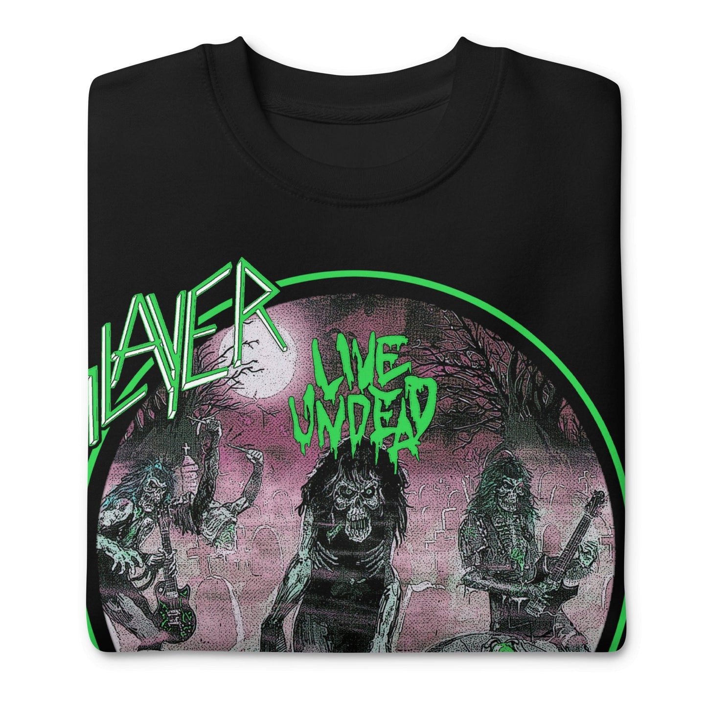 Slayer - Neon Green Undead Jumbo Print Sweatshirt