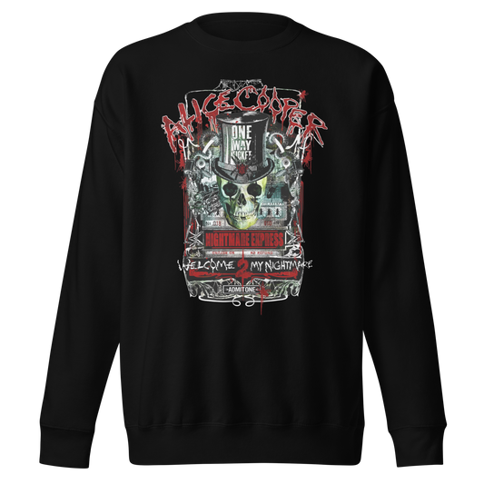 Stakes Alice Cooper Nightmare Express Jumbo Print Sweatshirt [Apparel] Black