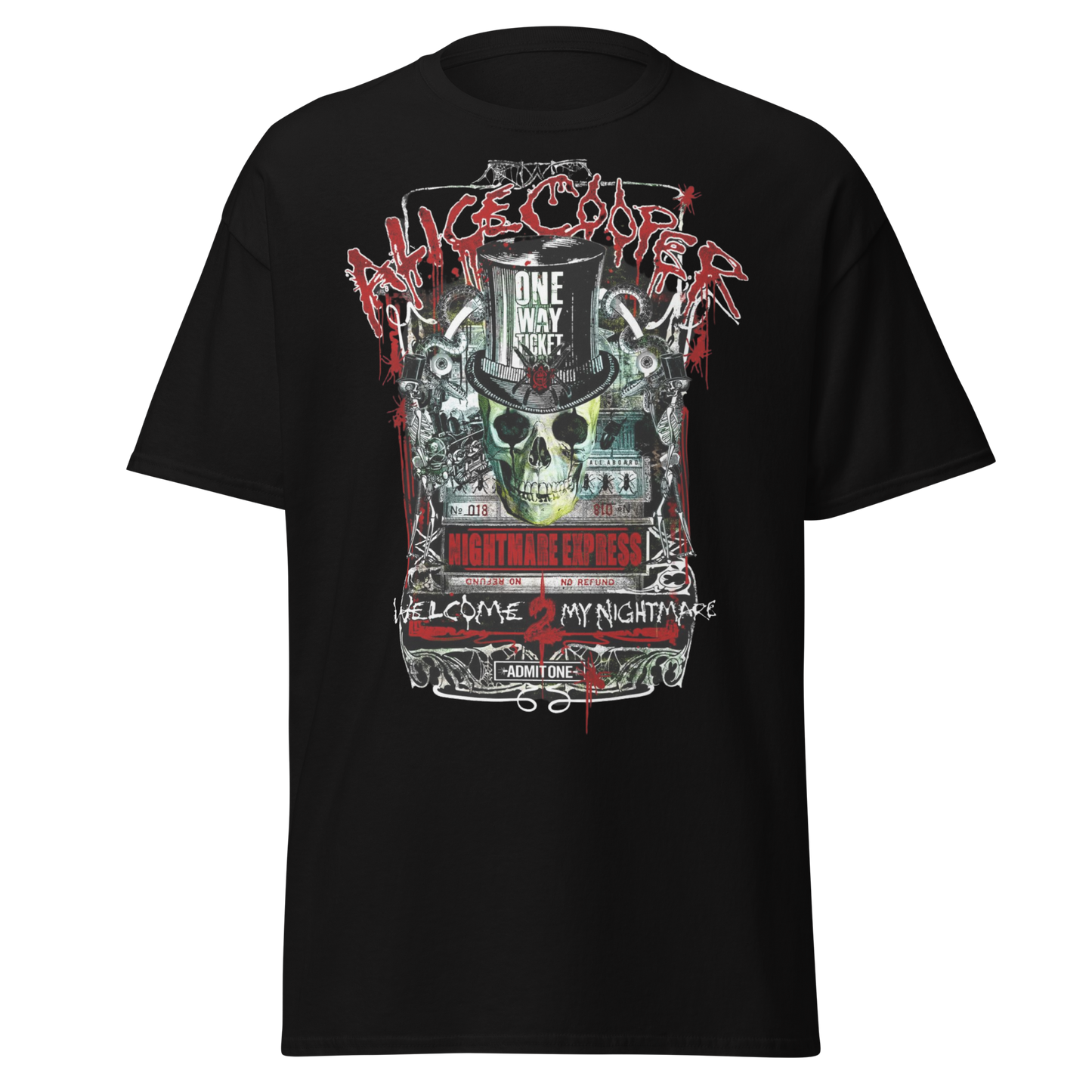 MERCHMOMENT Alice Cooper Nightmare Express Jumbo Print T-Shirt [Apparel] - Rock Band Apparel