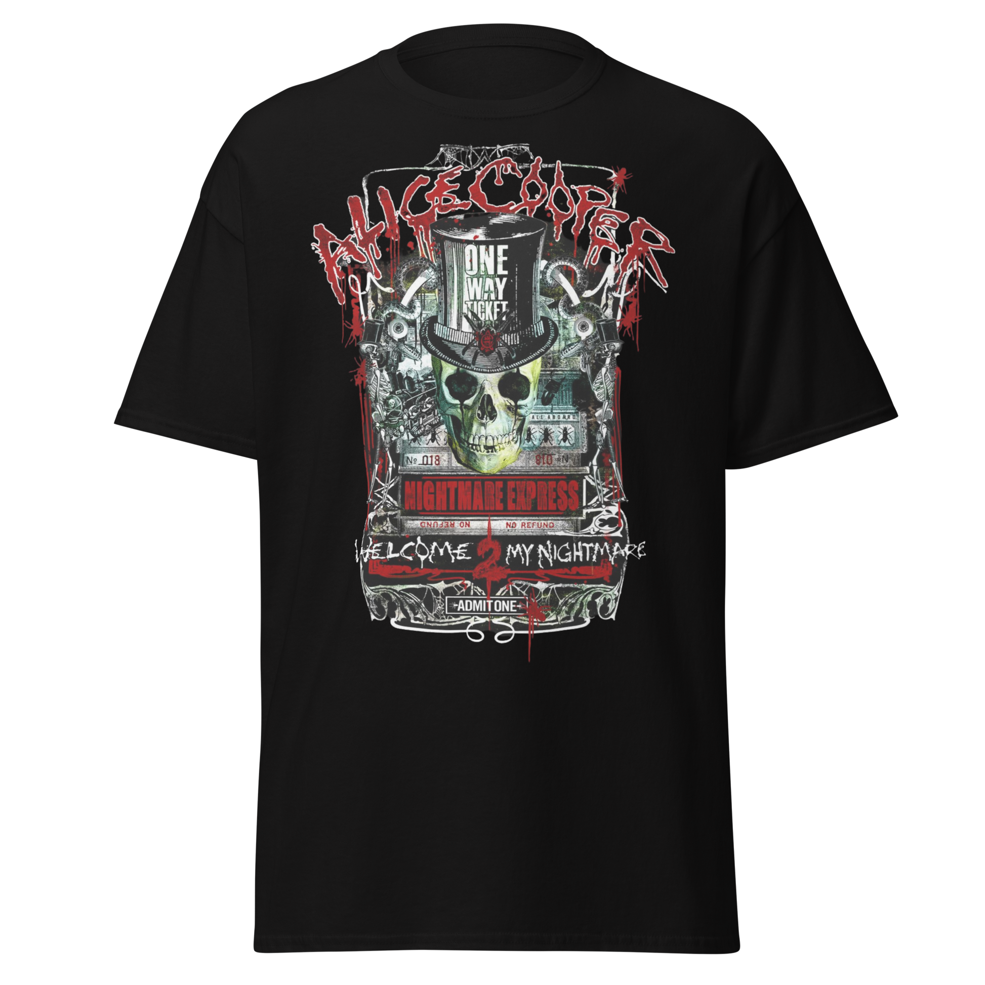 MERCHMOMENT Alice Cooper Nightmare Express Jumbo Print T-Shirt [Apparel] - Rock Band Apparel
