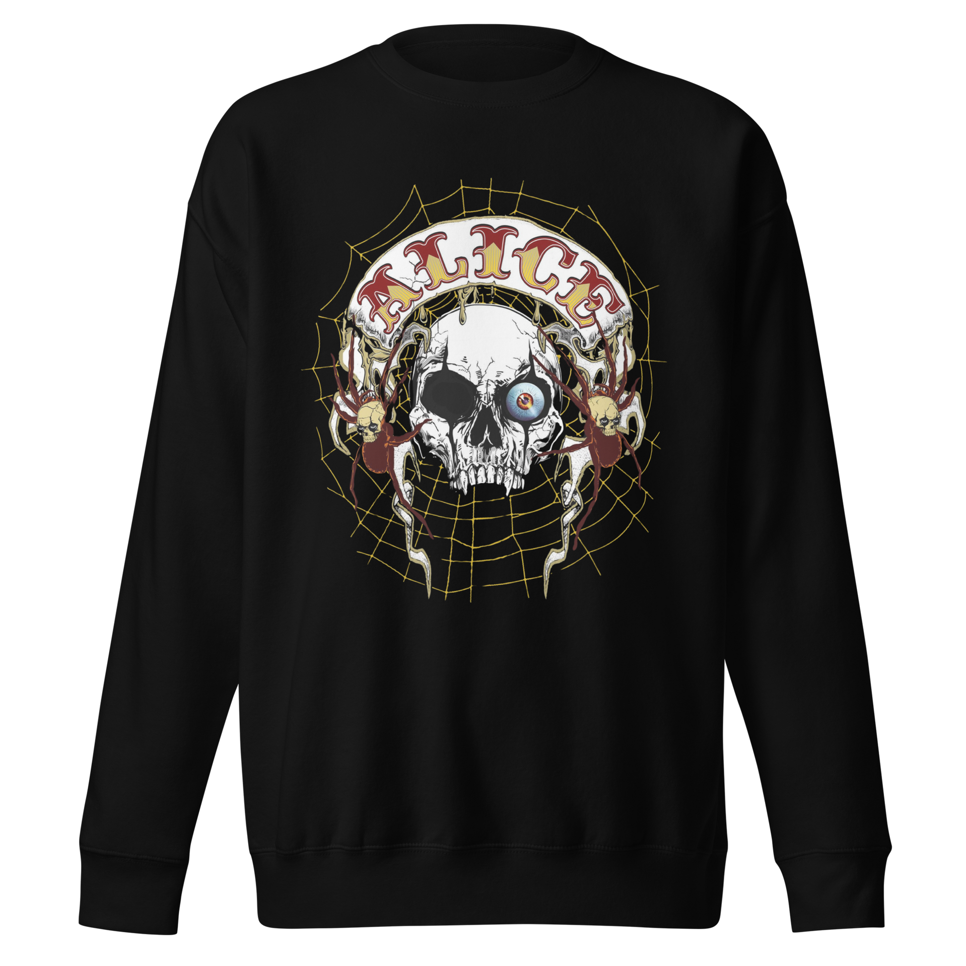 Stakes Alice Cooper One Eyed Skull Jumbo Print Sweatshirt [Apparel] Black