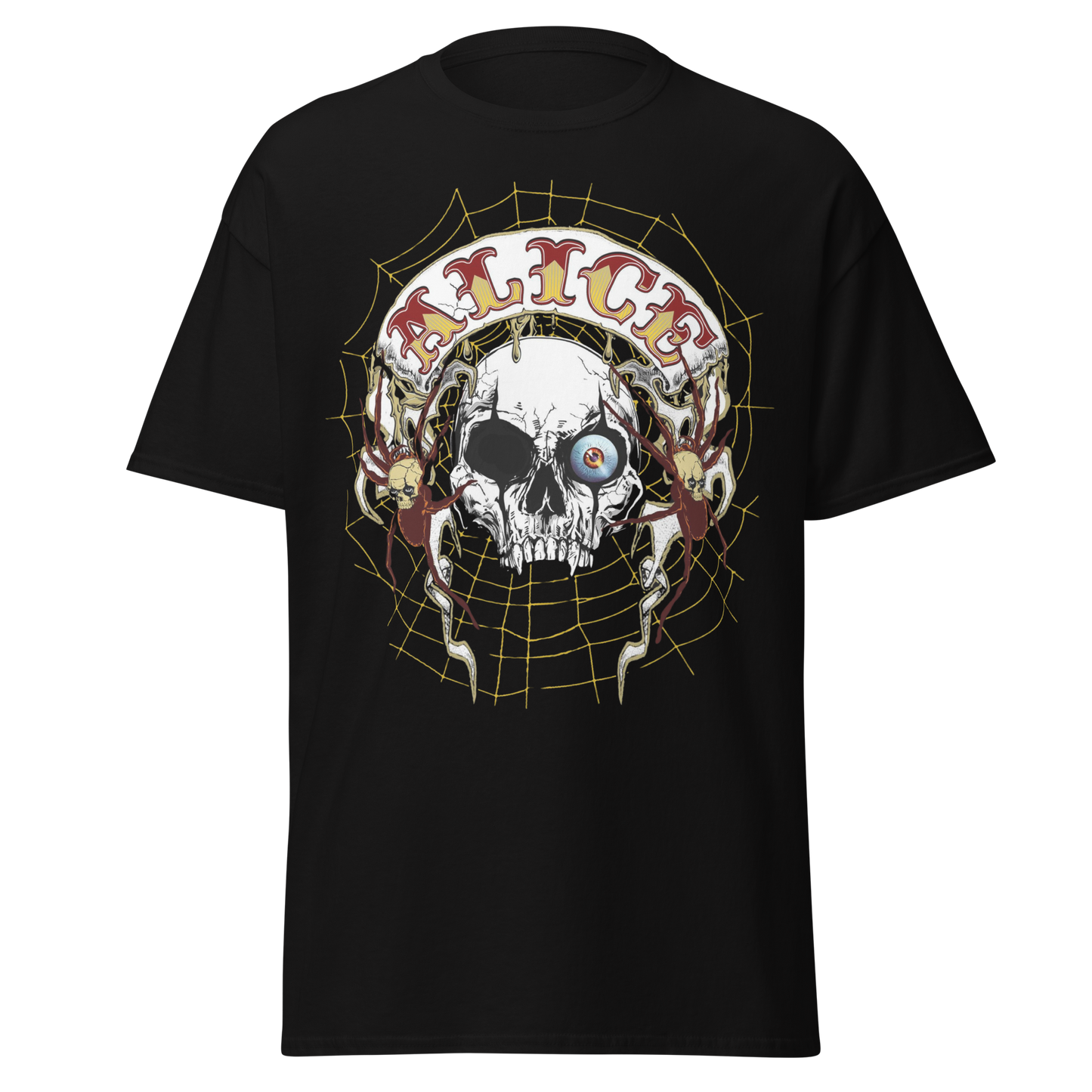 MERCHMOMENT Alice Cooper One Eyed Skull Jumbo Print T-Shirt [Apparel] - Rock Band Apparel