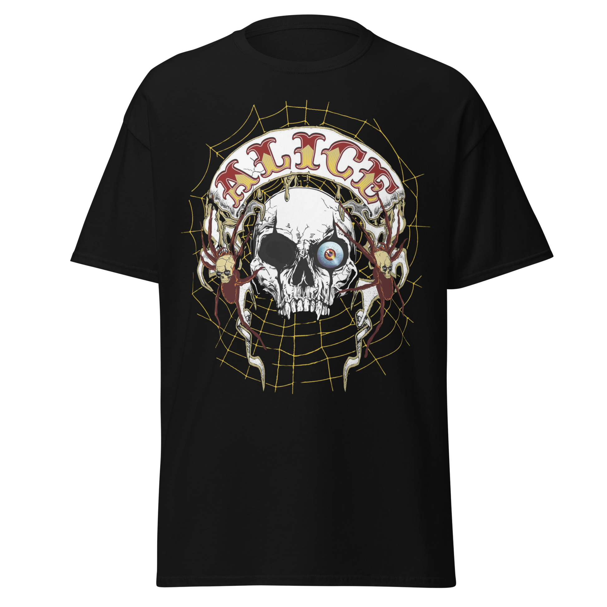 MERCHMOMENT Alice Cooper One Eyed Skull Jumbo Print T-Shirt [Apparel] - Rock Band Apparel