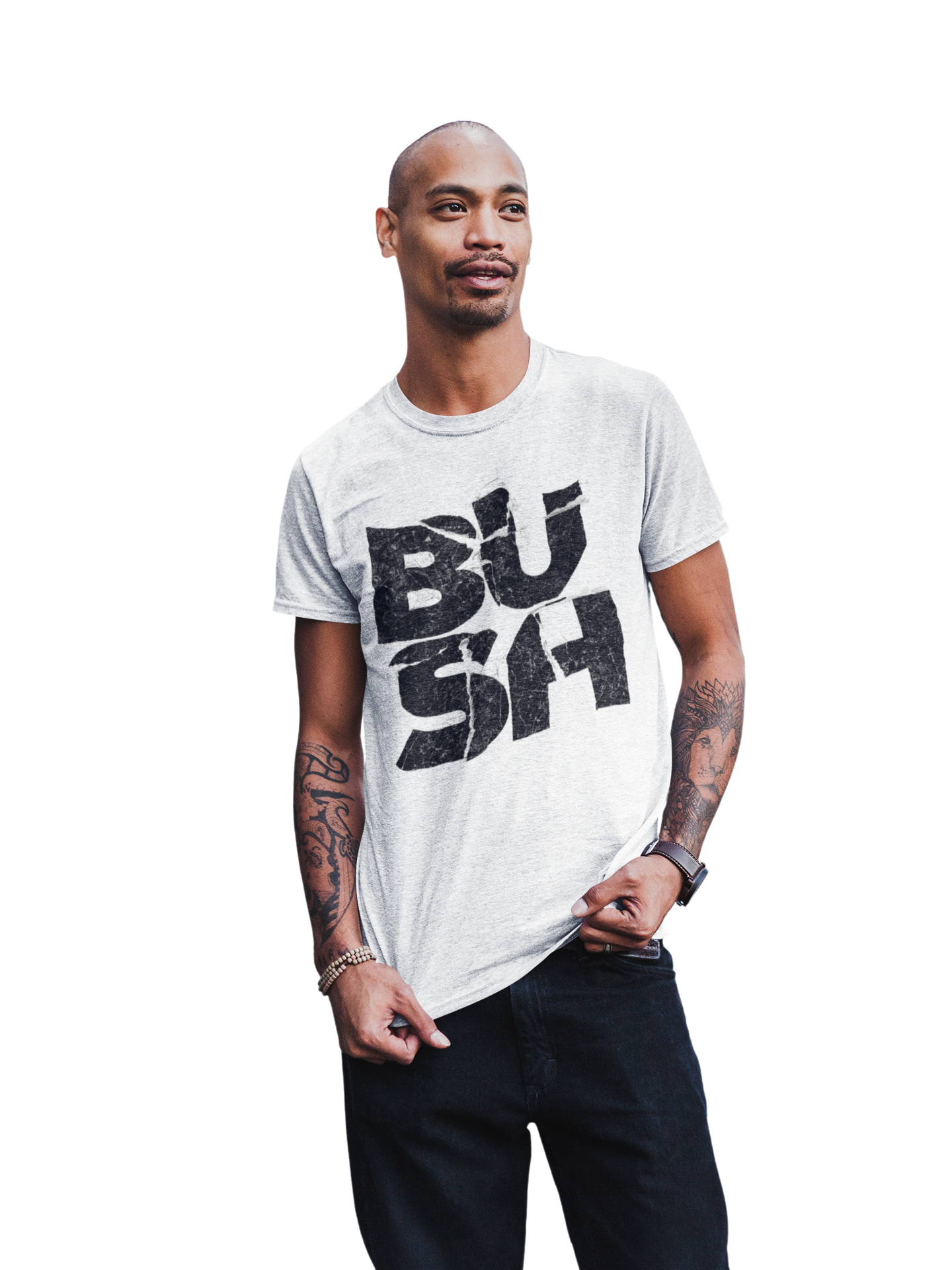 MERCHMOMENT Bush Stacked Logo Jumbo Print T-Shirt [Apparel] - Rock Band Apparel
