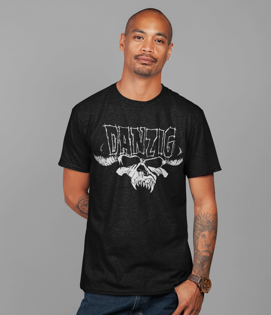 MERCHMOMENT Danzig - Logo Skull Jumbo Print T-Shirt [Apparel] - Rock Band Apparel