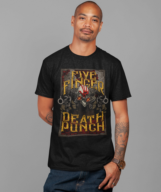 MERCHMOMENT Five Finger Death Punch Barrels Jumbo Print T-shirt [Apparel] - Rock Band Apparel