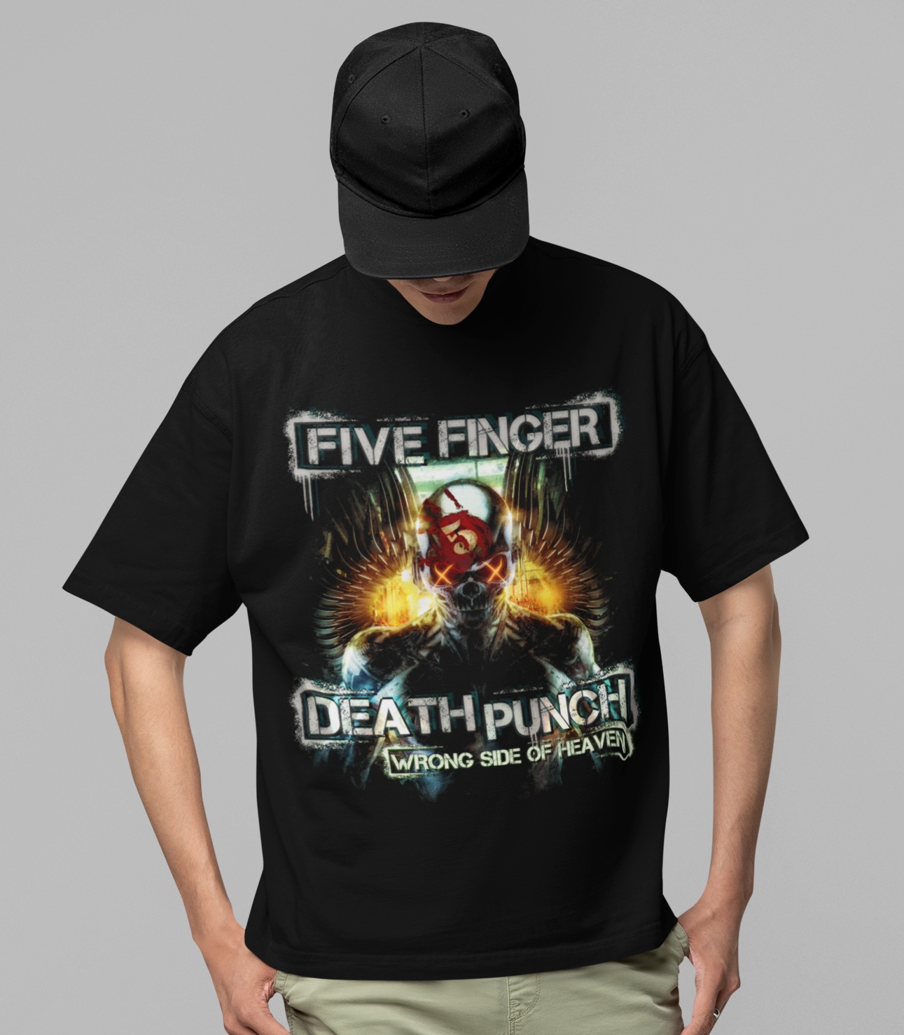 MERCHMOMENT Five Finger Death Punch - Bot Heaven Jumbo Print T-Shirt [Apparel] - Rock Band Apparel