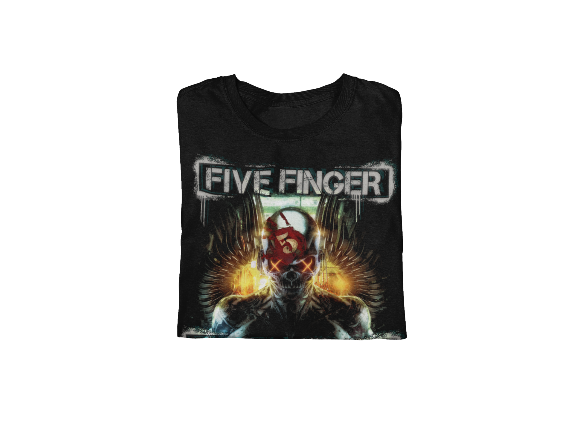MERCHMOMENT Five Finger Death Punch - Bot Heaven Jumbo Print T-Shirt [Apparel] - Rock Band Apparel