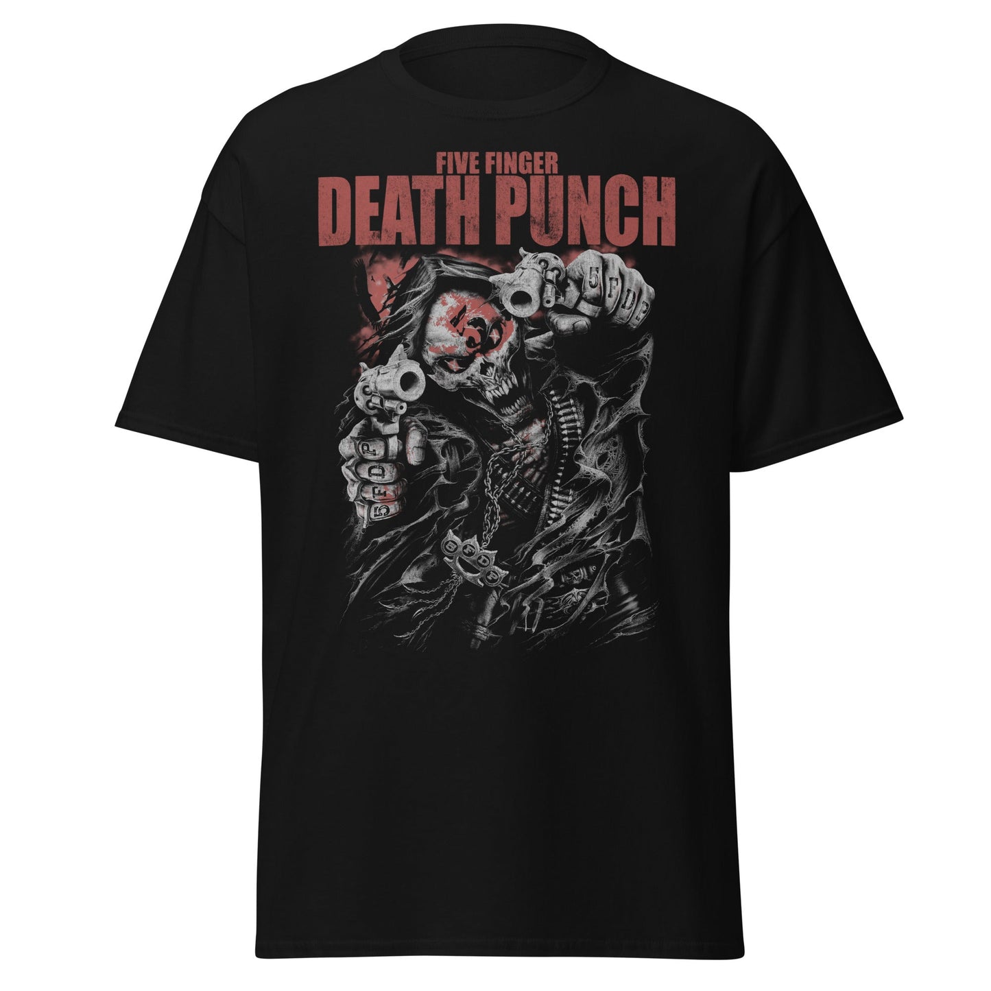 MERCHMOMENT Five Finger Death Punch - Both Barrels Jumbo Print T-Shirt [Apparel] - Rock Band Apparel