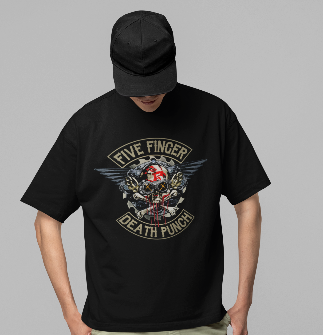 Stakes Five Finger Death Punch - Crossbones Jumbo Print T-Shirt [Apparel] Black