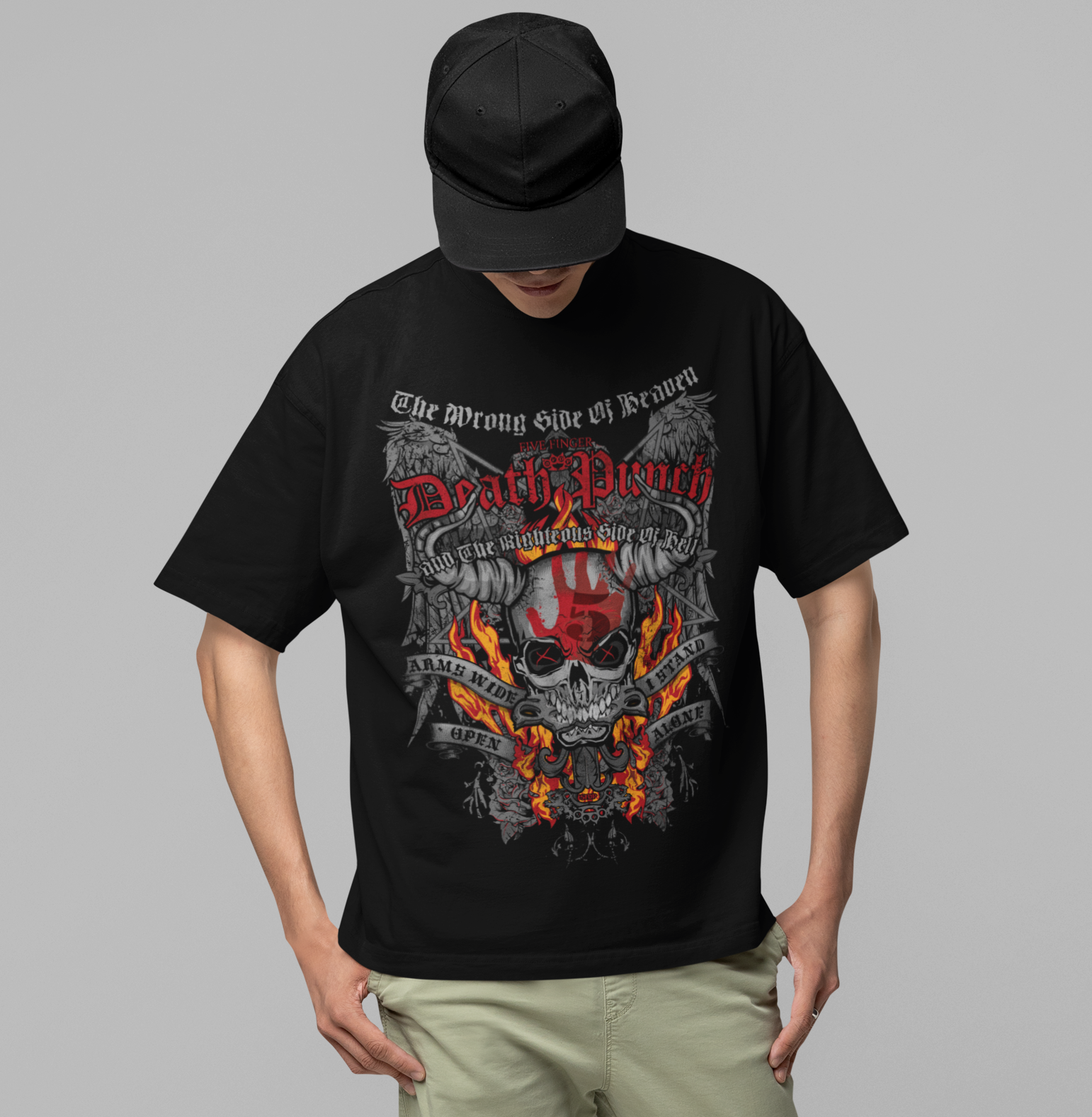 Stakes Five Finger Death Punch - Wrong or Righteous Jumbo Print T-Shirt [Apparel] Black