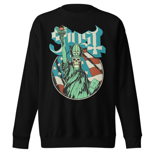 Stakes Ghost - Statue of Liberty Jumbo Print Sweatshirt [Apparel] Black