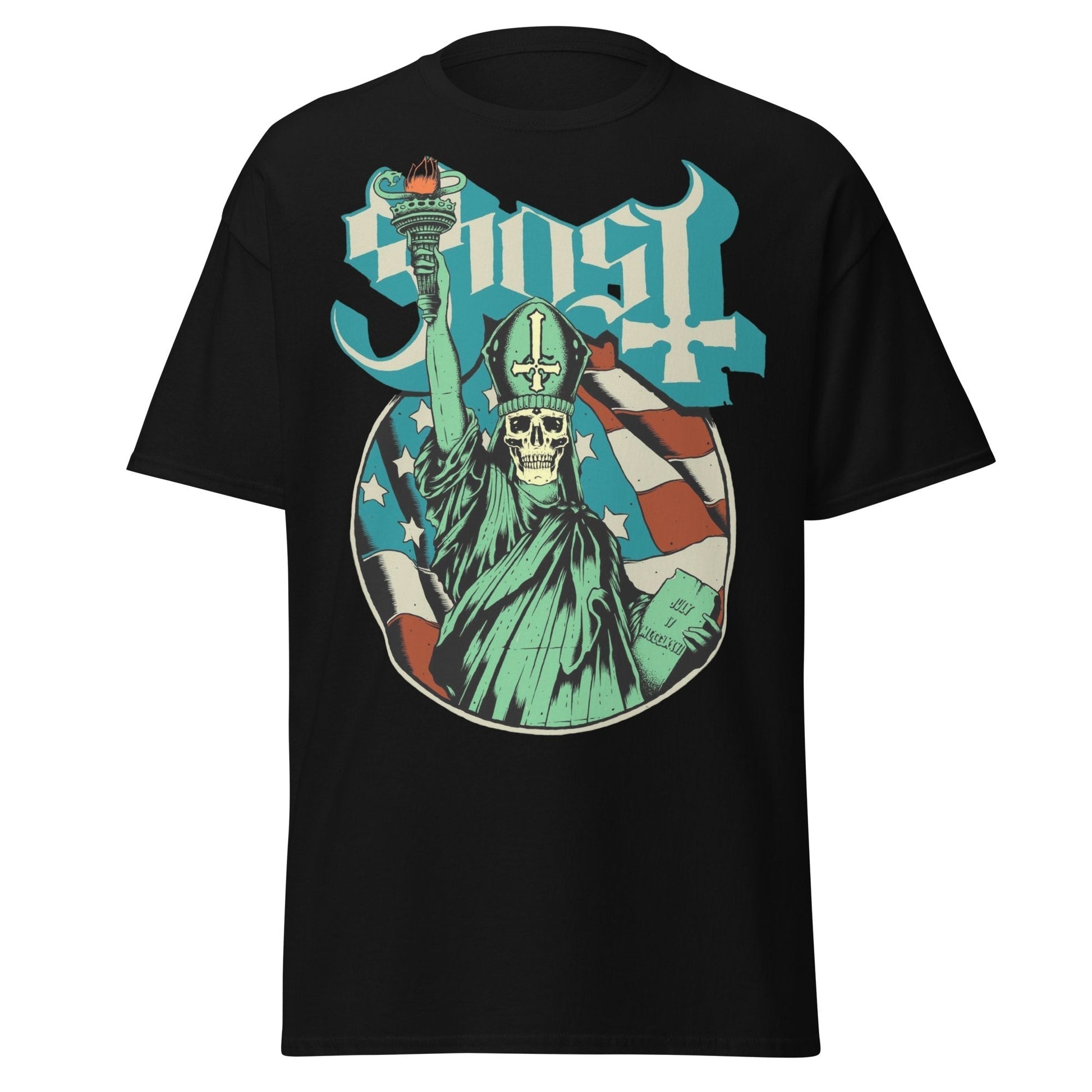 MERCHMOMENT Ghost - Statue of Liberty Jumbo Print T-Shirt [Apparel] - Rock Band Apparel
