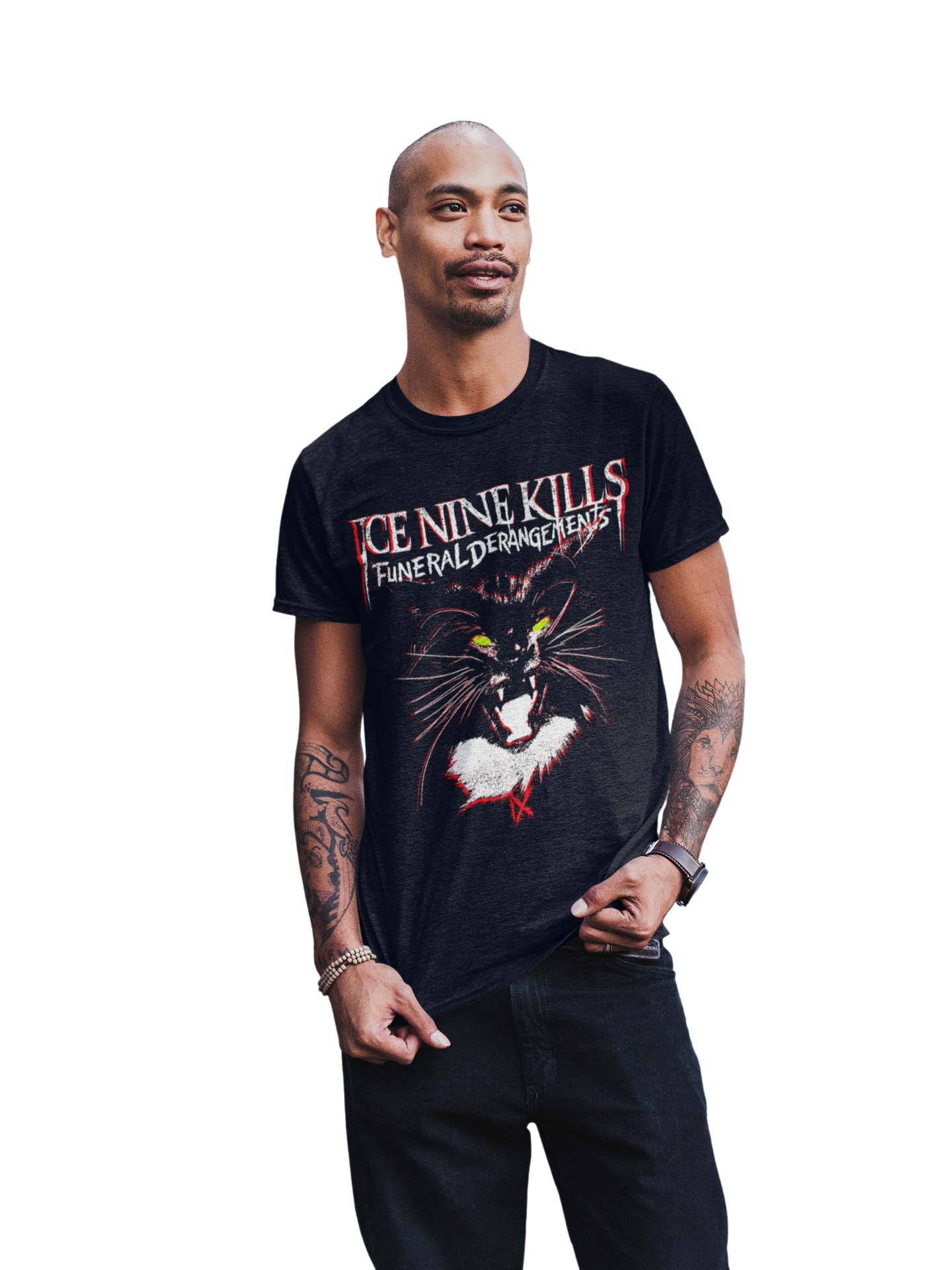 Stakes Ice Nine Kills Funeral Derangements Jumbo Print T-Shirt [Apparel] Black