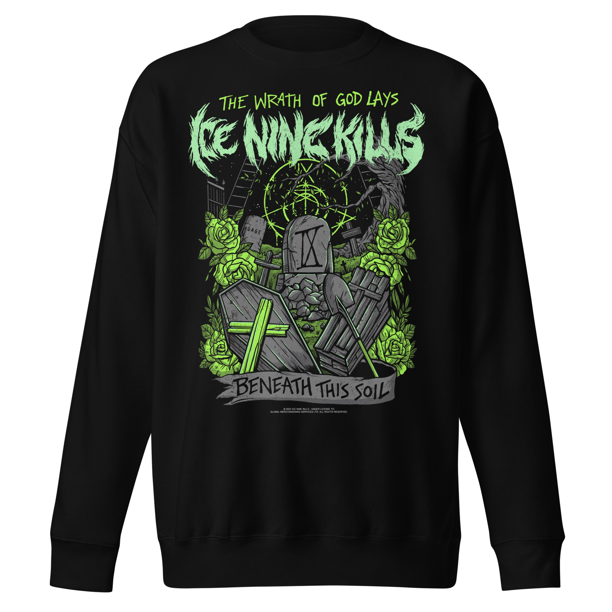 Stakes Ice Nine Kills Green Wrath Jumbo Print Sweatshirt [Apparel] Black