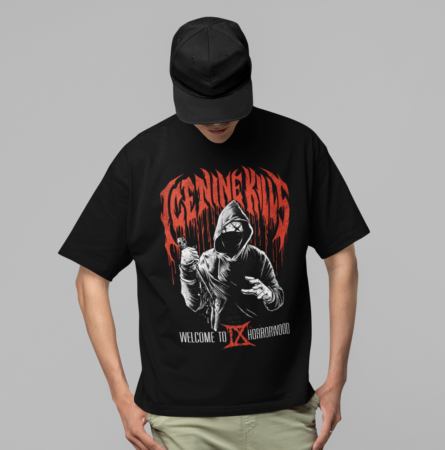 MERCHMOMENT Ice Nine Kills Ix Horrorwood Jumbo Print T-shirt [Apparel] - Rock Band Apparel