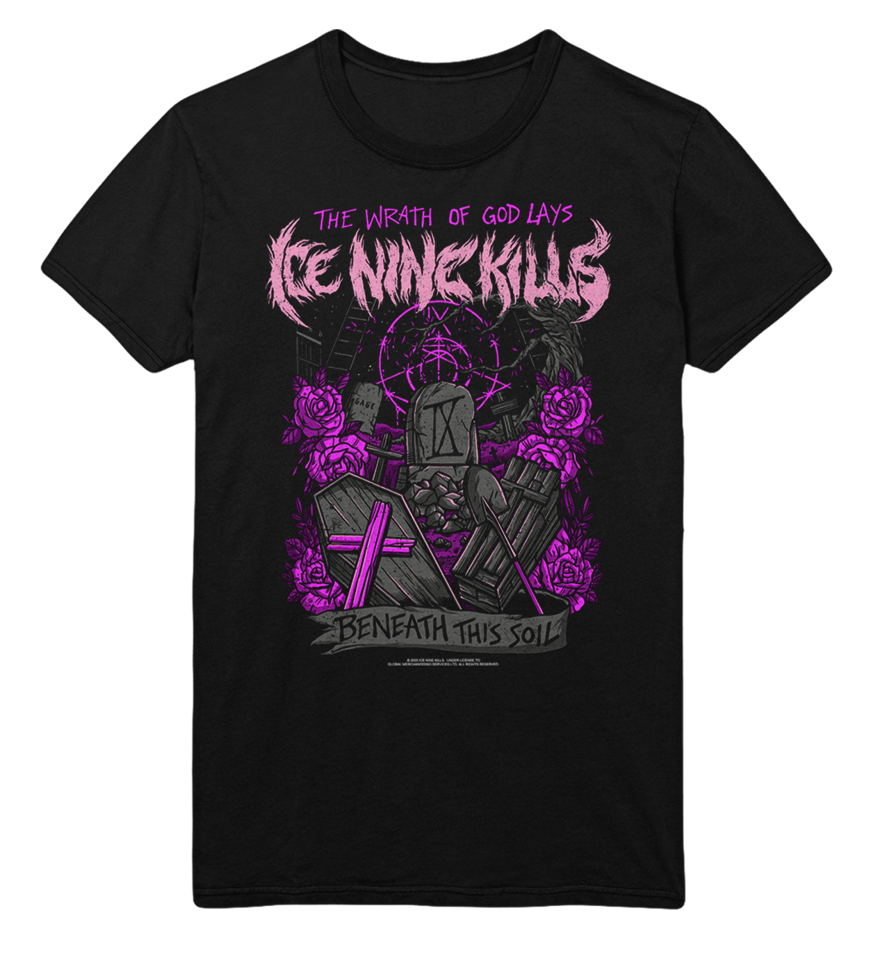 Stakes Ice Nine Kills Purple Wrath Jumbo Print T-Shirt [Apparel] Black