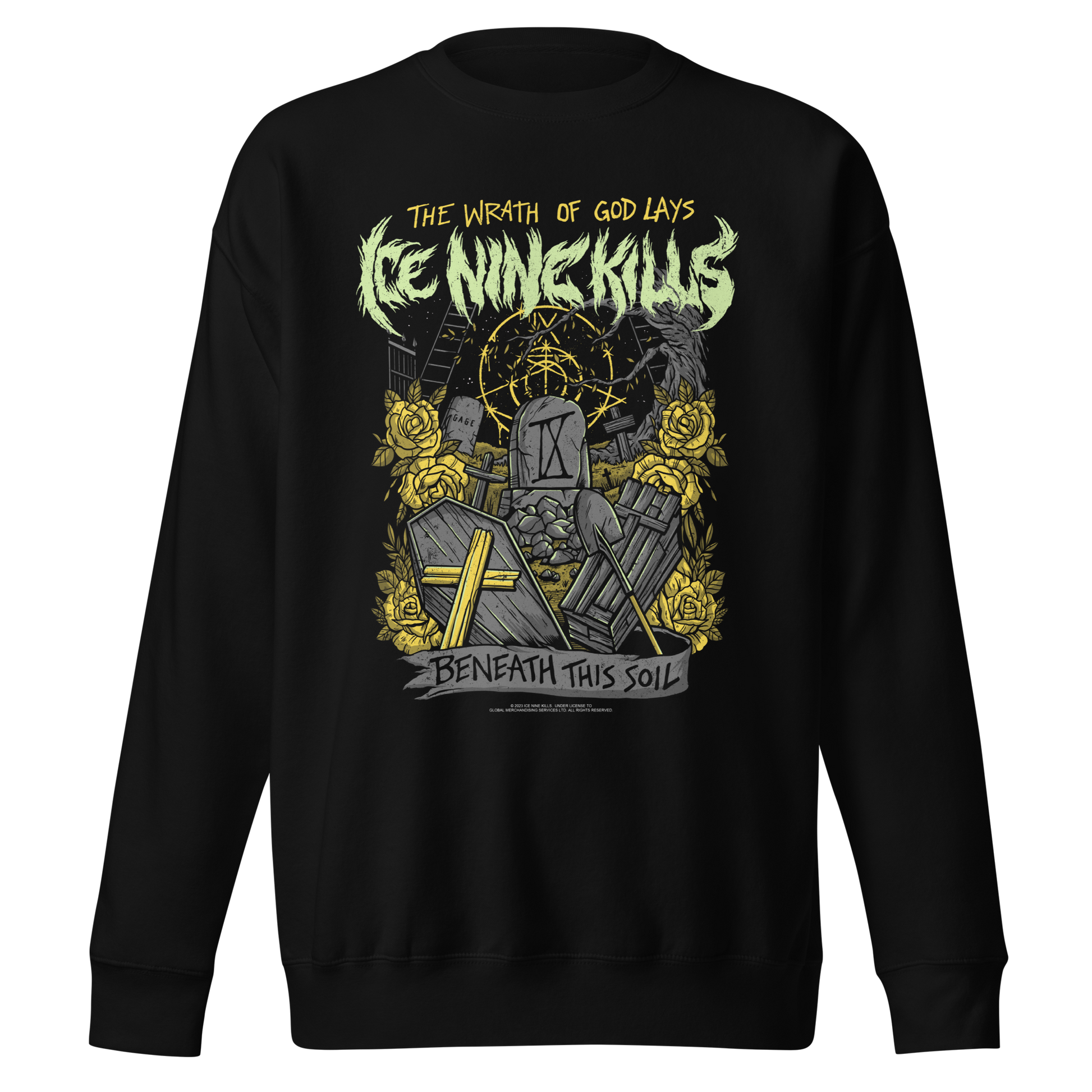 Stakes Ice Nine Kills Yellow Wrath Jumbo Print Sweatshirt [Apparel] Black