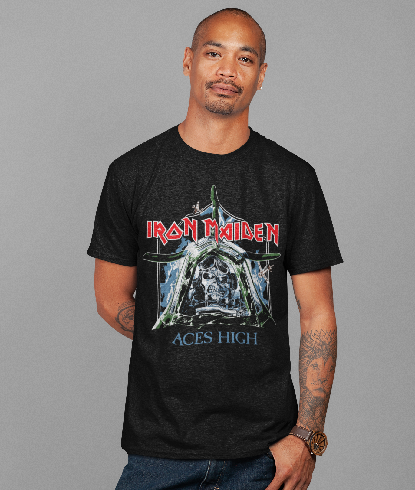 MERCHMOMENT Iron Maiden - Aces High Jumbo Print T-Shirt [Apparel] - Rock Band Apparel