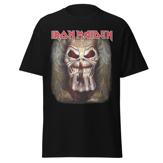 MERCHMOMENT Iron Maiden Candle Finger Jumbo Print T-Shirt [Apparel] - Rock Band Apparel