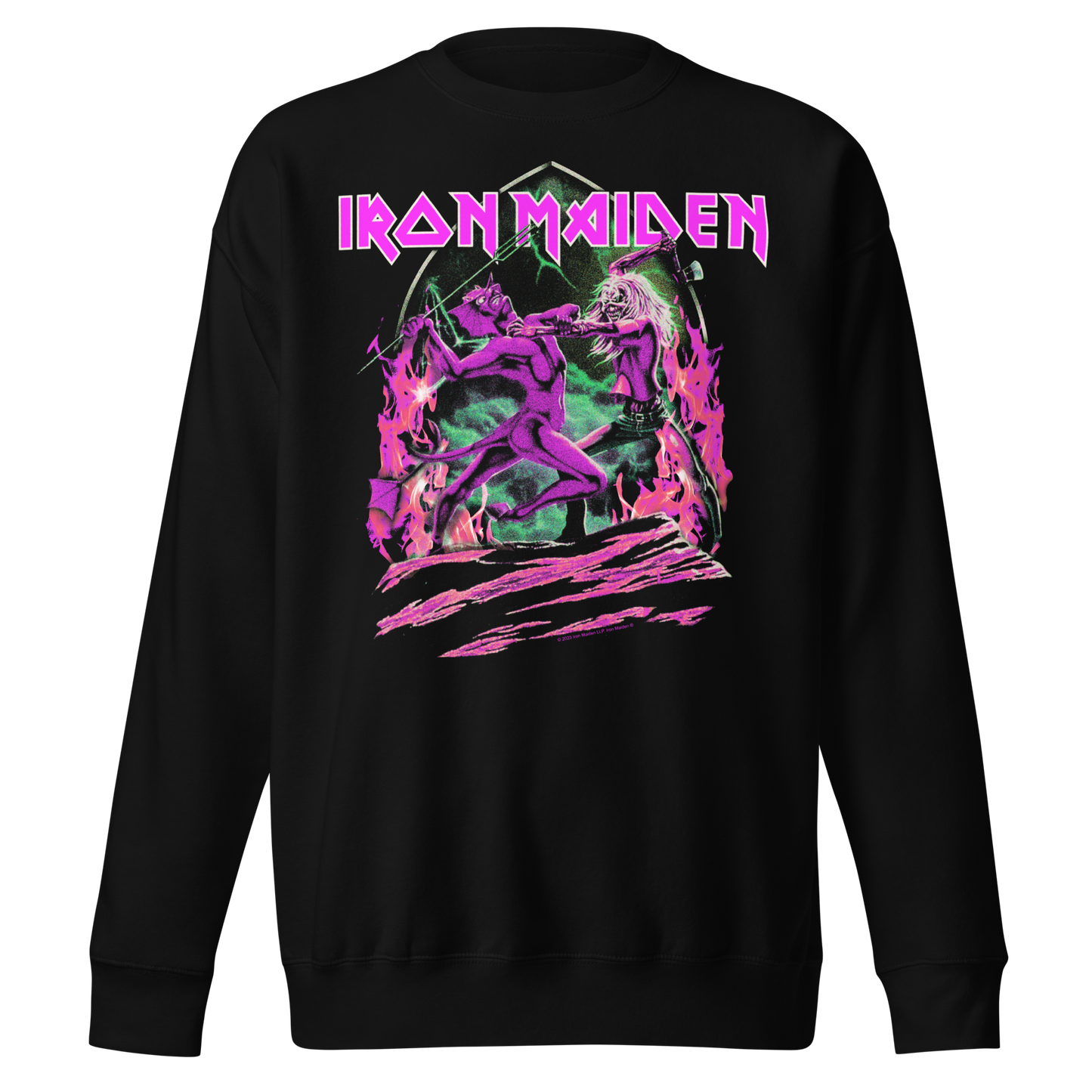 MERCHMOMENT Iron Maiden Devil's Fight Jumbo Print Sweatshirt [Apparel] - Rock Band Apparel