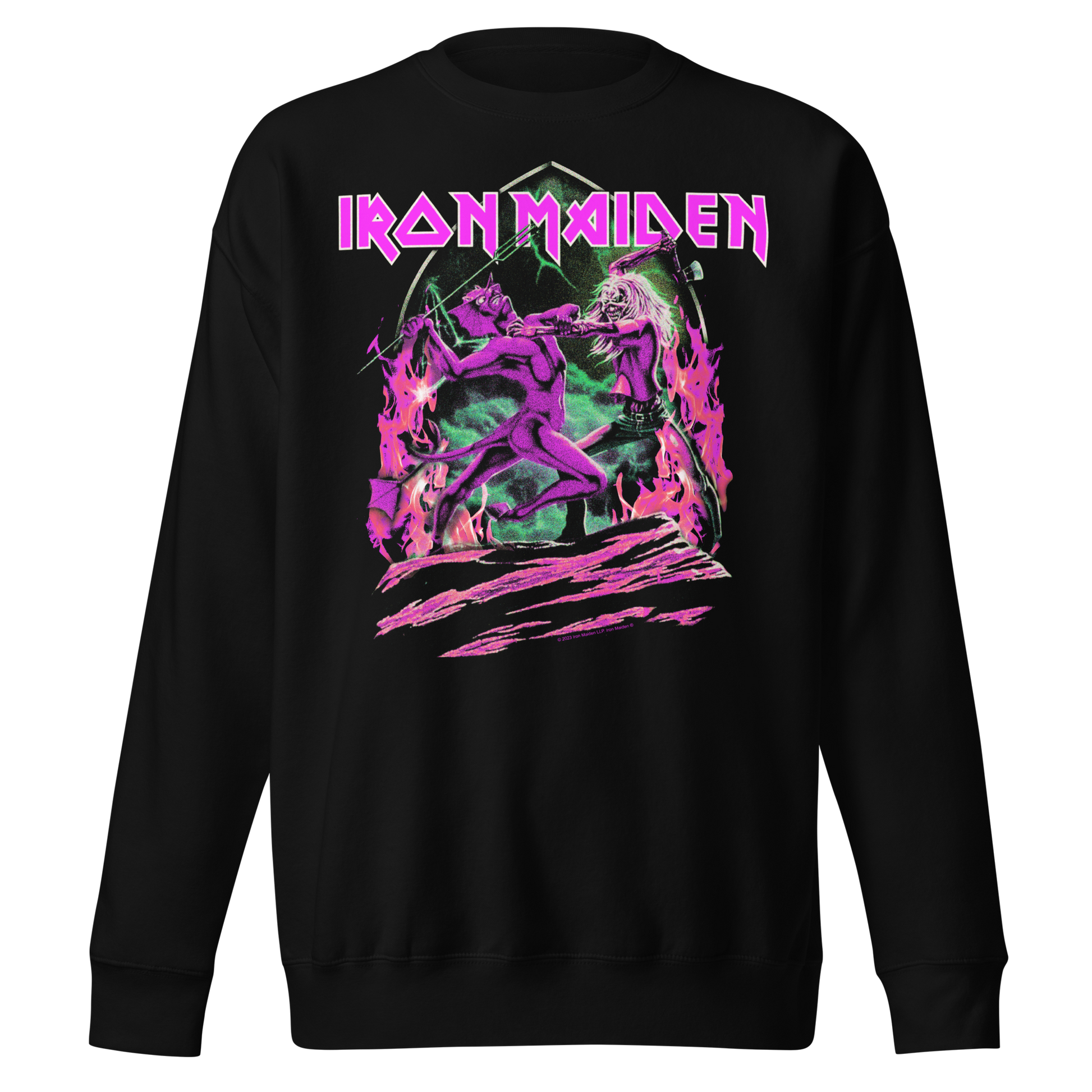 MERCHMOMENT Iron Maiden Devil's Fight Jumbo Print Sweatshirt [Apparel] - Rock Band Apparel
