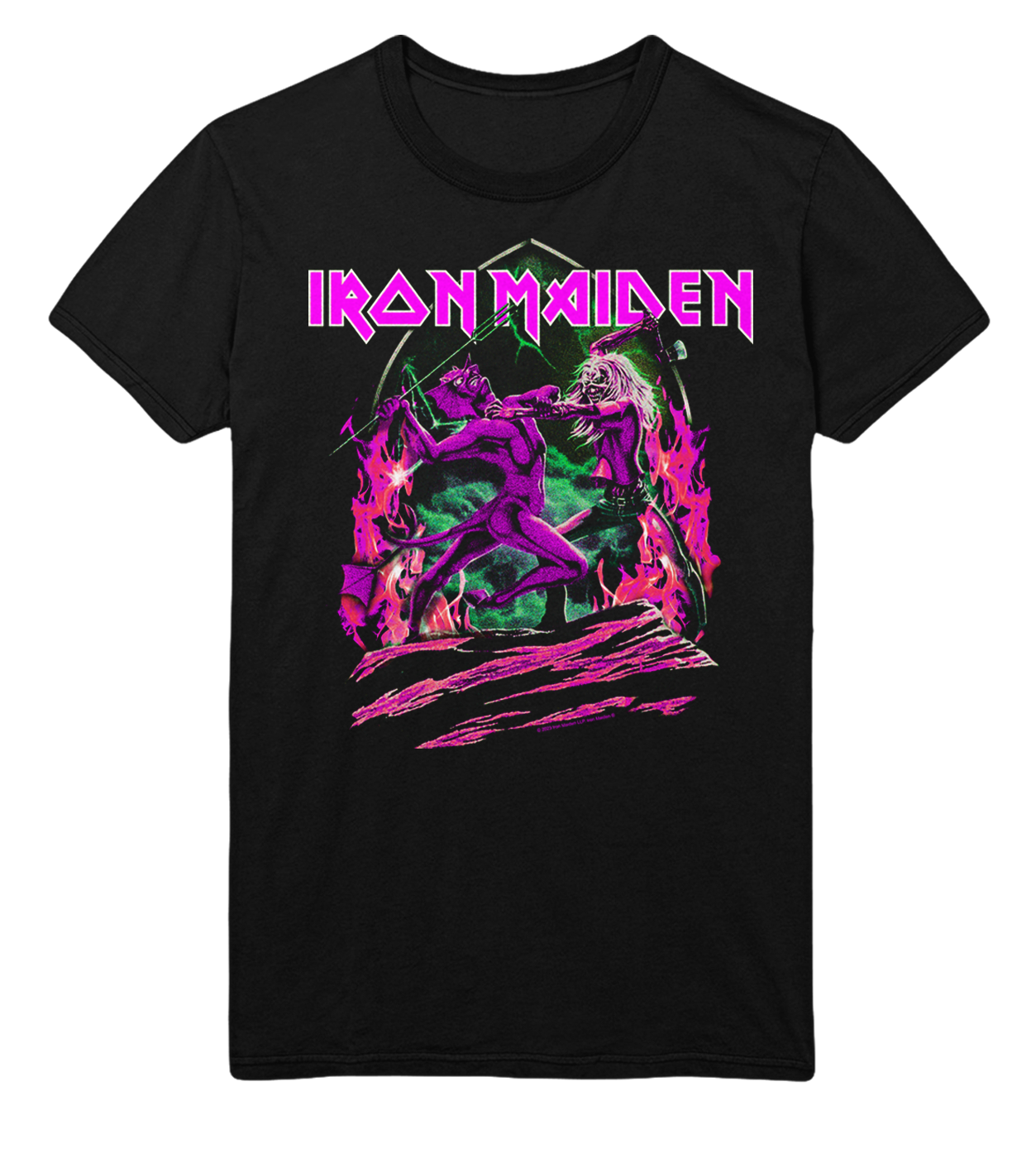 Stakes Iron Maiden Devil's Fight Jumbo Print T-Shirt [Apparel] Black