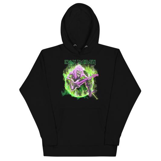 MERCHMOMENT Iron Maiden Green Guitar Classic Hoodie [Apparel] - Rock Band Apparel