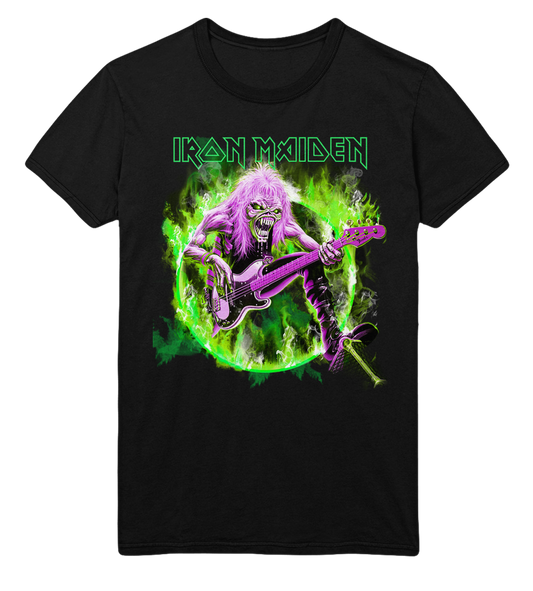 MERCHMOMENT Iron Maiden Green Guitar Jumbo Print T-Shirt [Apparel] - Rock Band Apparel
